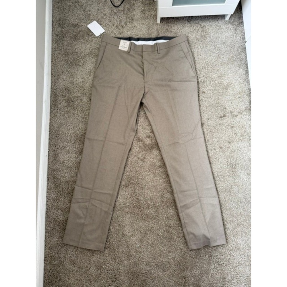 Kenneth Cole Reaction Mens Slim Fit Flex Waistband Dress Pants Tan 36x32 NWT
